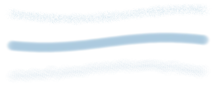 Three strokes made with brushes from the Surfaces pack